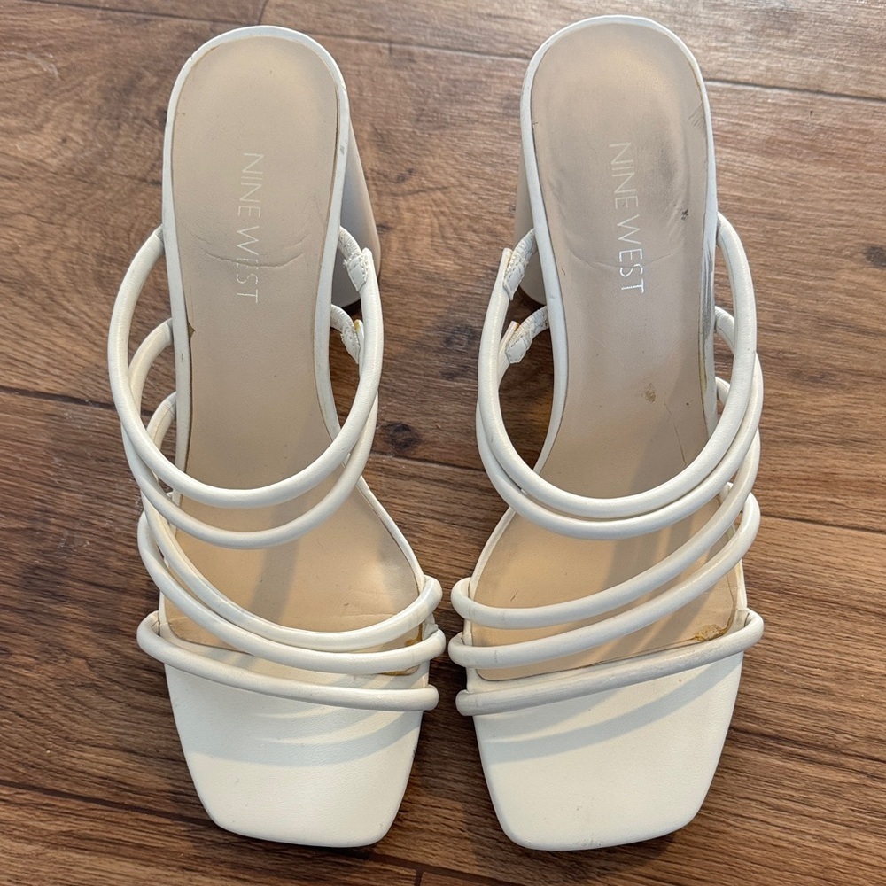 Nine West Women's Cream Strappy Heels